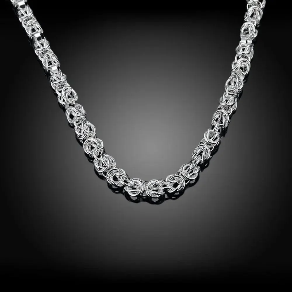 18 Inch Long Byzantine Toggle Chain  7mm Wide Stamped .925 Solid Sterling Silver